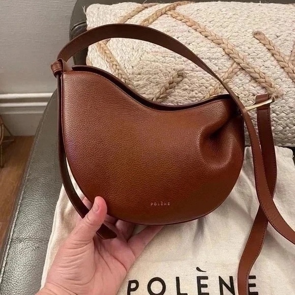 Polene Handbags - 🤎Polene Cognac Pebbled Leather Crescent Shoulder Bag❤️